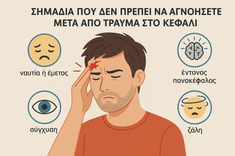 Σημάδια που δεν πρέπει να αγνοήσετε μετά από τραύμα στο κεφάλι